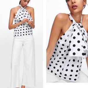 Zara Halter Neck Polka Dot Sleeevess Size XS